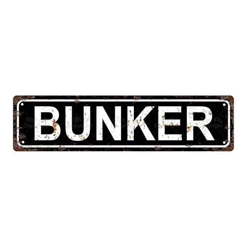 BUNKER SPACE Metal Tin Street Sign Bar Cafe Garage Cave Home Room Wall Bathroom Farmhouse Garden Porch Patio Decor