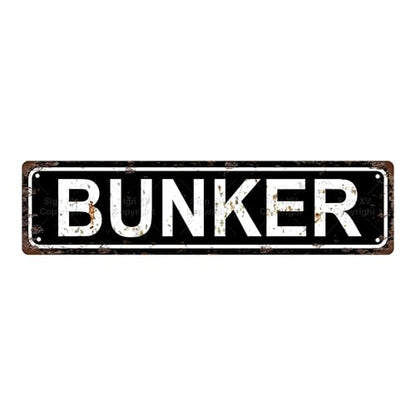 BUNKER SPACE Metal Tin Street Sign Bar Cafe Garage Cave Home Room Wall Bathroom Farmhouse Garden Porch Patio Decor