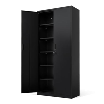 Metal Garage Storage Cabinet with 2 Doors and 5 Adjustable Shelves