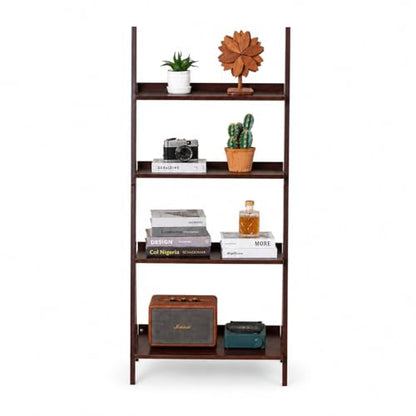 Bamboo Ladder Shelf Bookcase (4 Count)