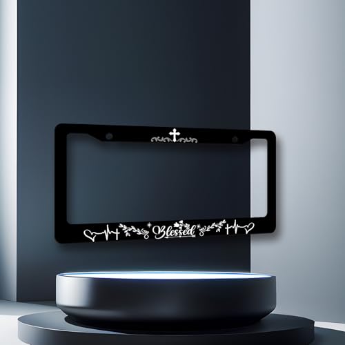 Blessed License Plate Frame Christian License Plate Holder with 2 Holes