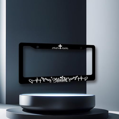 Blessed License Plate Frame Christian License Plate Holder with 2 Holes