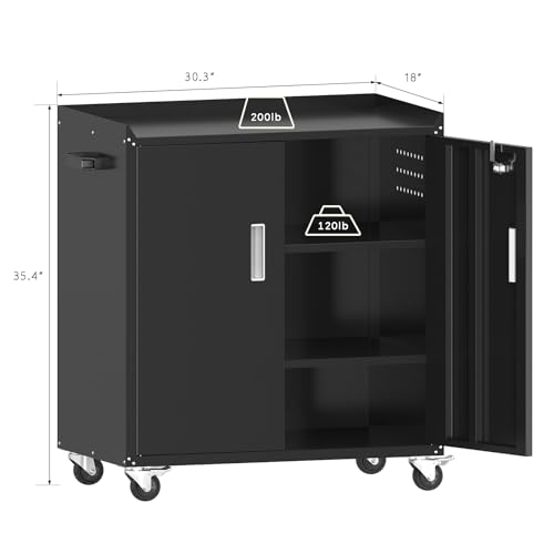 Metal Garage Storage Cabinet with Wheels