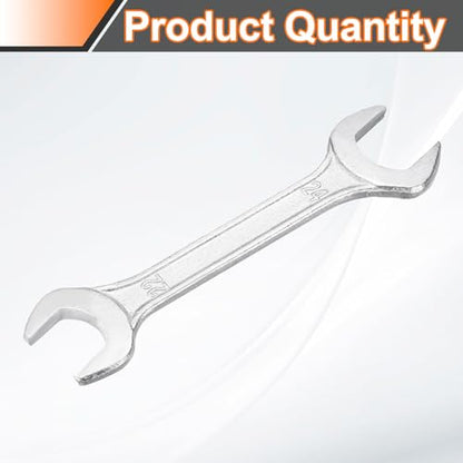 Double Open End Wrench 22mm x 24mm Metric 15 Degree Offset Angle Small Flat Head Wrench Galvanizing Open Ended Spanner for Automotive Repair Furniture Assembly