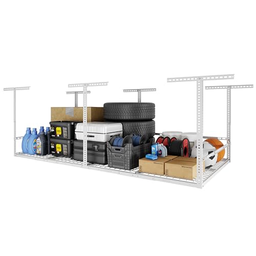 4x8ft Overhead Garage Storage Rack with Safety Rails
