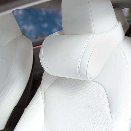Memory Foam Car Neck Pillow Seat Headrest for Tesla White