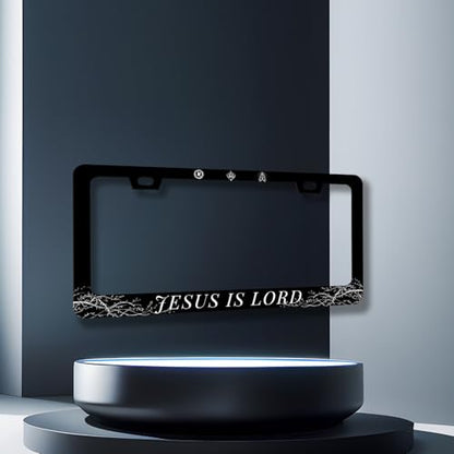Jesus is Lord Stainless Steel Christian License Plate Frame 12.2 x 6.2 Inch