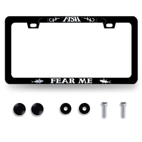 Stainless Steel Funny Fish Text License Plate Frame 12.3 x 6.3 Inch
