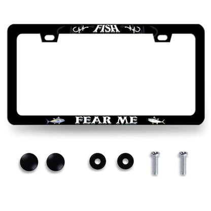 Stainless Steel Funny Fish Text License Plate Frame 12.3 x 6.3 Inch