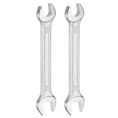 2pcs Double Open End Wrench 8mm x 10mm Metric 15 Degree Offset Angle Small Flat Head Wrench Galvanizing Open Ended Spanner for Automotive Repair Furniture Assembly (2 Count)