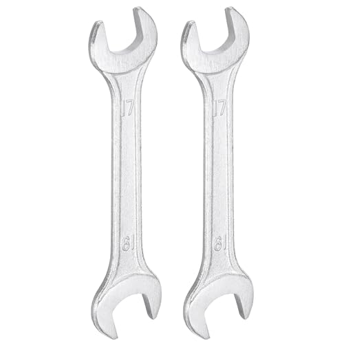 2pcs Double Open End Wrench 17mm x 19mm Metric 15 Degree Offset Angle Small Flat Head Wrench Galvanizing Open Ended Spanner for Automotive Repair Furniture Assembly (2 Count)