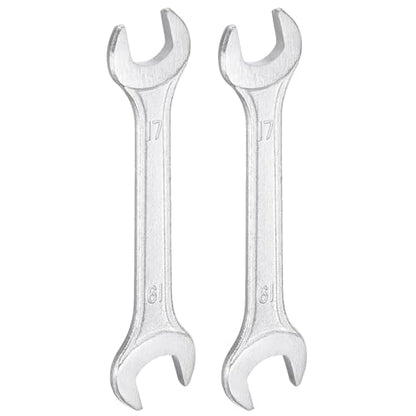 2pcs Double Open End Wrench 17mm x 19mm Metric 15 Degree Offset Angle Small Flat Head Wrench Galvanizing Open Ended Spanner for Automotive Repair Furniture Assembly (2 Count)