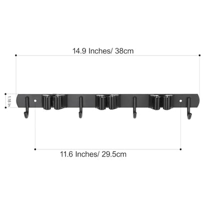 3 Racks and 4 Hooks Mop and Broom Holder Wall Mount