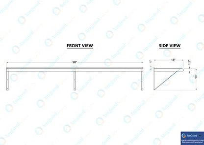 18 in. x 96 in. Stainless Steel Wall Mount Shelf