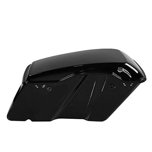 Vivid Black Hard Saddlebags with Chrome Latches Lock&Key Set Fit for Harley Touring Road King Street Glide Electra Ultra 2014 (2 Count)