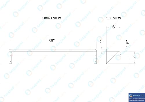 6 in. x 36 in. Stainless Steel Wall Mount Shelf