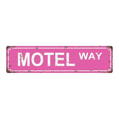 MOTEL WAY Vintage Metal Tin Street Sign Bar Cafe Garage Cave Home Room Wall Bathroom Farmhouse Garden Porch Patio Decor