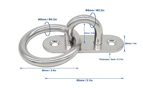 Stainless Steel Ceiling Hooks & Wall Hangers with Rings (4 Count)