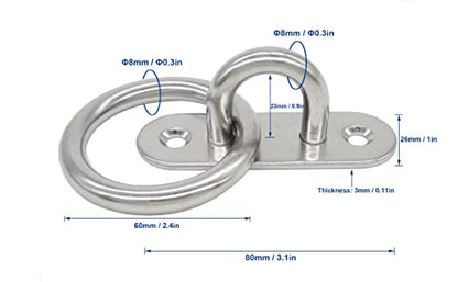 Stainless Steel Ceiling Hooks & Wall Hangers with Rings (4 Count)