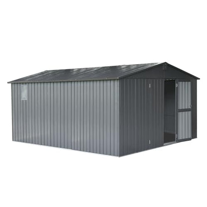 Extra Large Galvanized Steel Storage Shed 11' x 12.5' with Windows & Lock