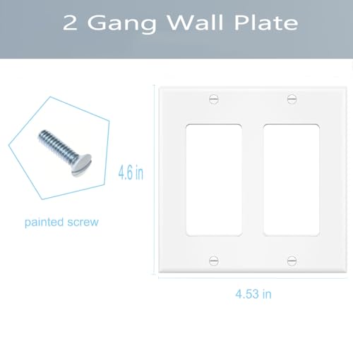 2 Gang Decorator Wall Plate Cover Double Switch Outlet Electrical Faceplate for Light Switche (4 Count)