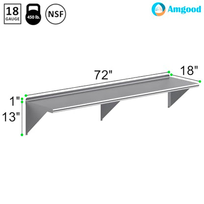 18 in. x 72 in. Stainless Steel Wall Mount Shelf