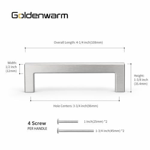 10 Pack 3-3/4 Inch Brushed Nickel Cabinet Pulls Kitchen Handles (10 Count)