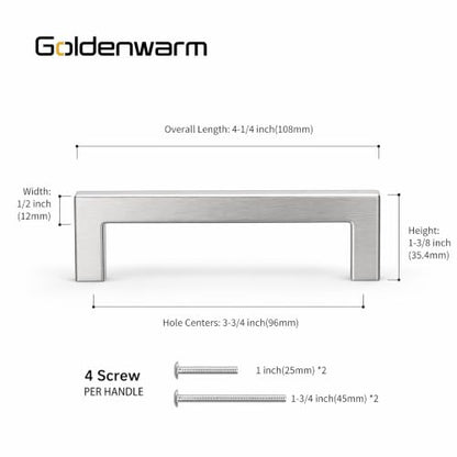 10 Pack 3-3/4 Inch Brushed Nickel Cabinet Pulls Kitchen Handles (10 Count)
