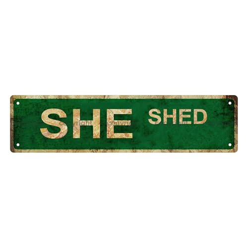 SHE SHED SPACE Metal Tin Street Sign Bar Cafe Garage Cave Home Room Wall Bathroom Farmhouse Garden Porch Patio Decor