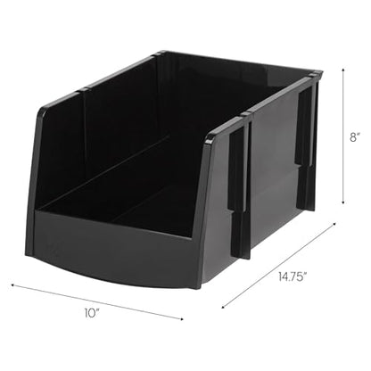 12 Pack Stackable Storage Bins Open Front Plastic Organizer Caddy Basket (12 Count)