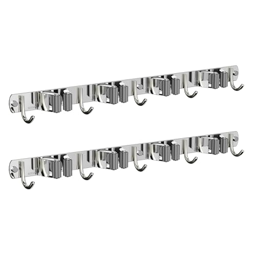 2 Pack Mop and Broom Holder Wall Mount (2 Count)