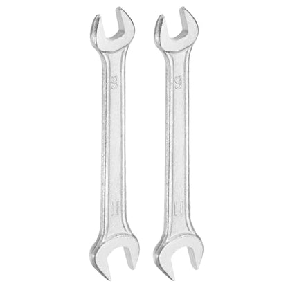 2pcs Double Open End Wrench 9mm x 11mm Metric 15 Degree Offset Angle Small Flat Head Wrench Galvanizing Open Ended Spanner for Automotive Repair Furniture Assembly (2 Count)