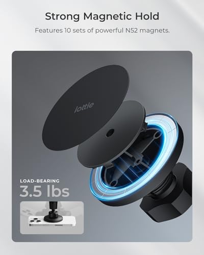 iTap 3 Magnetic Flush Mount Car Mount Phone Holder with Magnetic Ring Adapter. Compatible with iPhone