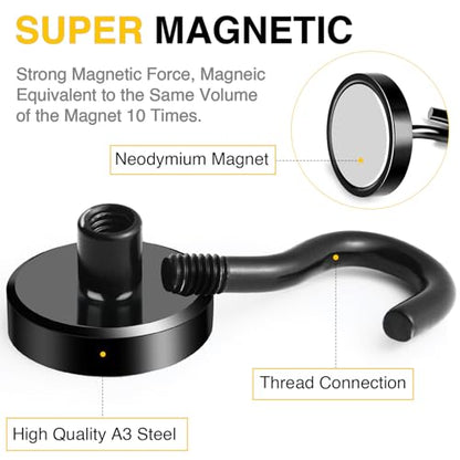 Magnetic Hooks 20pcs 50lbs Cruise Essentials 2026 Magnet Hook Black (20 Count)