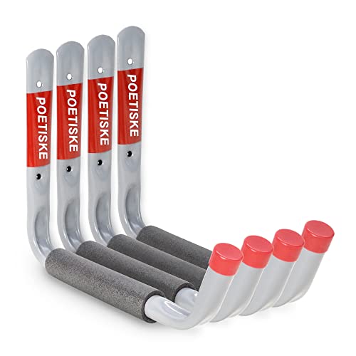 POETISKE Utility Hooks Ladder Hooks with 9.8'' Jumbo Arm Garage Storage Organizer Hang Folding Chair Bike Ski Tool Heavy Duty 4PC (4 Count)