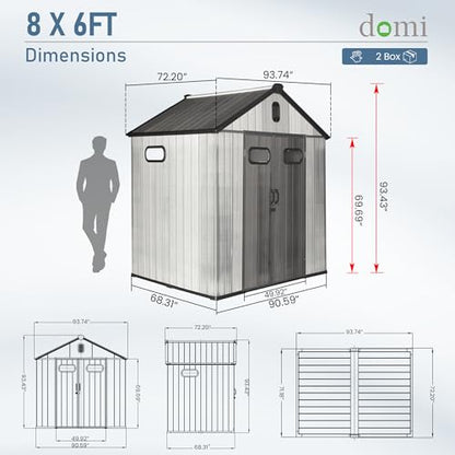 Domi 8x6 FT Resin Outdoor Storage Shed