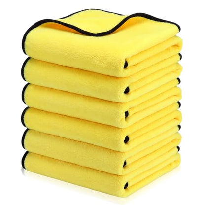 6 Pcs 36"x25" Yellow Microfiber Towels for Cars Drying Polishing (6 Count)