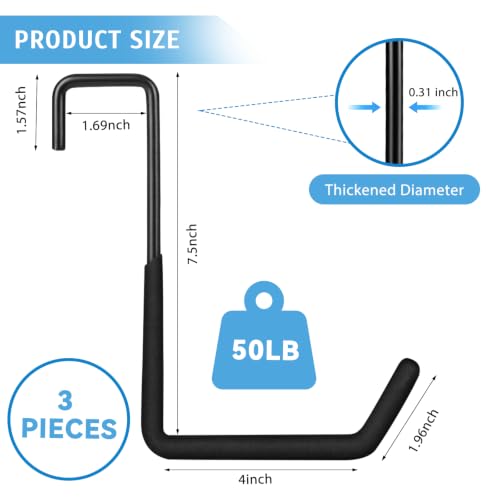 3 Pack Heavy Duty Rafter Hooks 8mm Thick Upgraded Fence Hangers