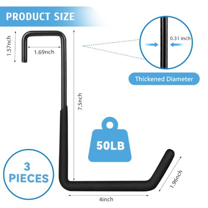 3 Pack Heavy Duty Rafter Hooks 8mm Thick Upgraded Fence Hangers