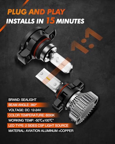 5201 5202 LED Fog Light Bulbs or DRL (2 Count)
