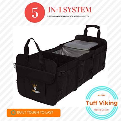 Convertible Large 3 Compartment SUV Trunk Organizer with Cover