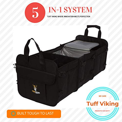 Convertible Large 3 Compartment SUV Trunk Organizer with Cover
