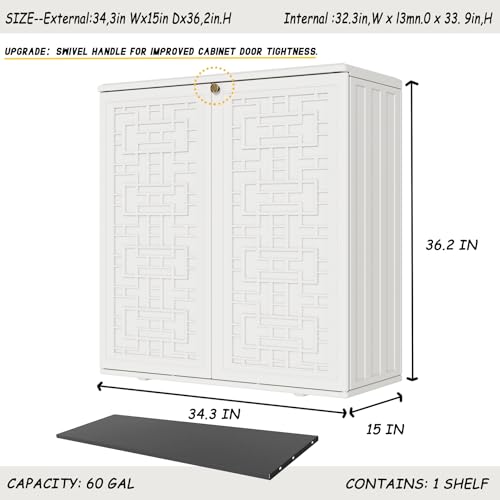 Indoor Outdoor Storage Cabinet Waterproof with Shelf