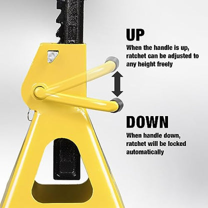 2 Ton Jack Stands with Double Locking and Large Foot Base for Lifting Car (2 Count)