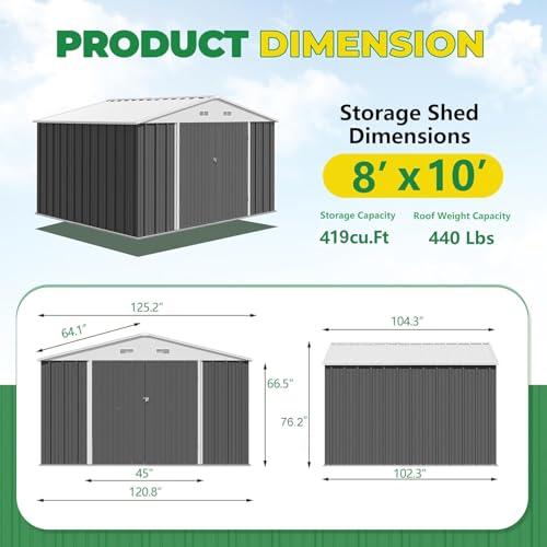 10x8 FT Outdoor Storage Shed