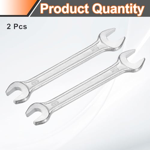2pcs Double Open End Wrench 8mm x 10mm Metric 15 Degree Offset Angle Small Flat Head Wrench Galvanizing Open Ended Spanner for Automotive Repair Furniture Assembly (2 Count)
