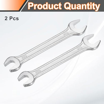 2pcs Double Open End Wrench 8mm x 10mm Metric 15 Degree Offset Angle Small Flat Head Wrench Galvanizing Open Ended Spanner for Automotive Repair Furniture Assembly (2 Count)