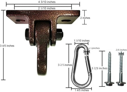 Heavy Duty Bronze Swing Hangers Screws Bolts Included Over 5000 lb Capacity Playground Porch Yoga Seat Trapeze Wooden Sets Indoor Outdoor (2 Count)
