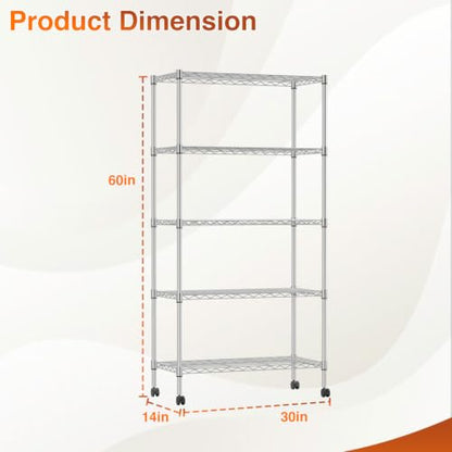 5 Tier Wire Shelf with Wheels