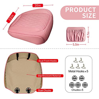 2 Pack Leather Front Car Seat Bottom Covers Pink (2 Count)